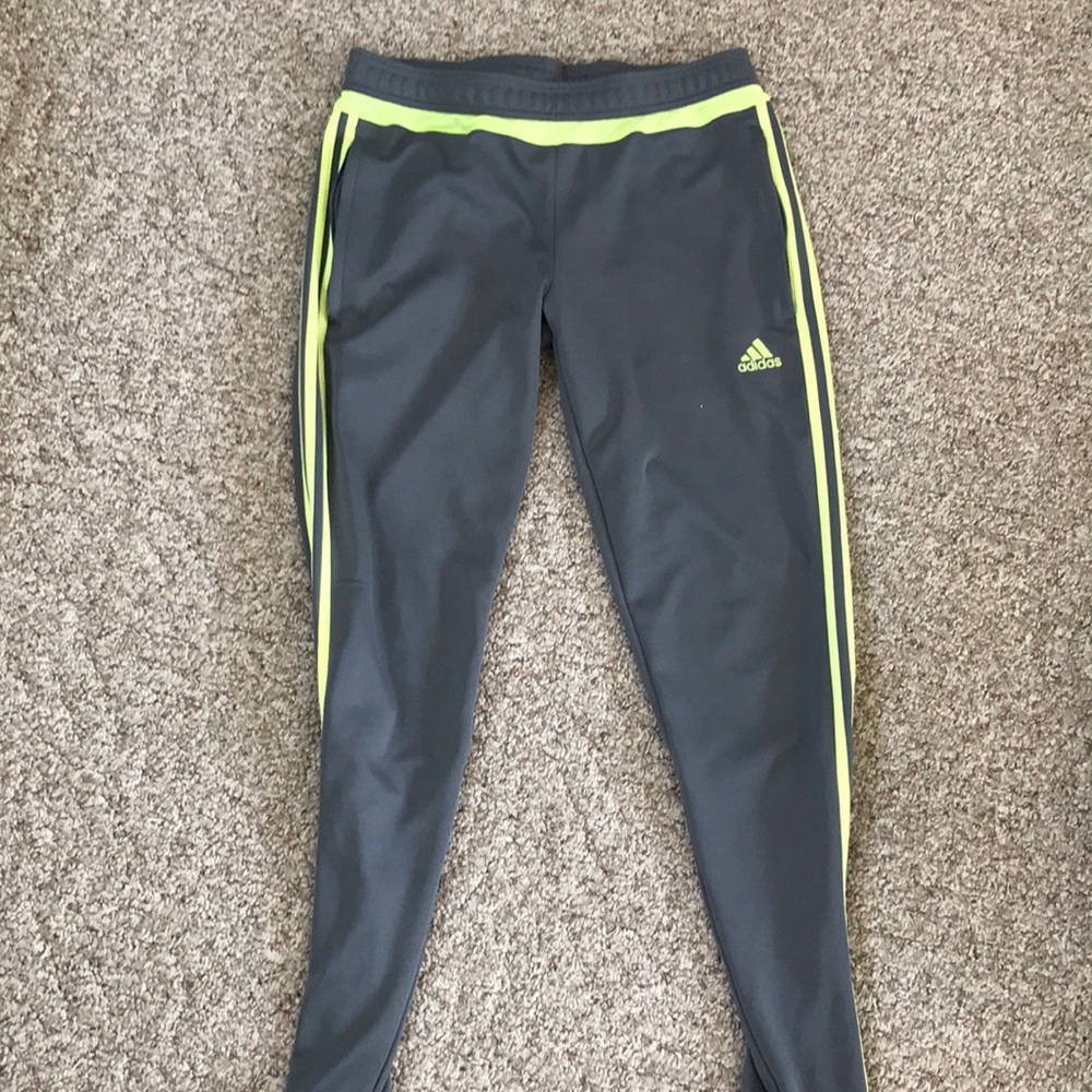 Gray and yellow Adidas Soccer pants